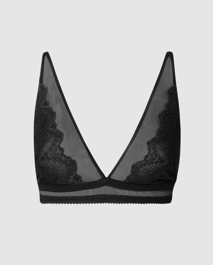 Lace Plunge Bralette Black