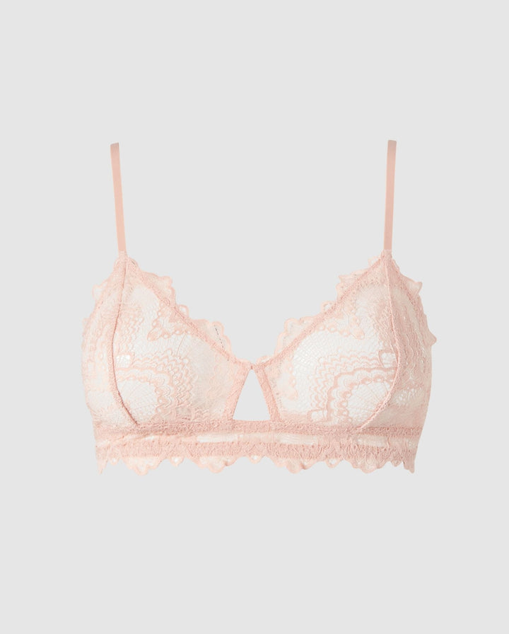 Lace Cut-Out Triangle Bralette Nude