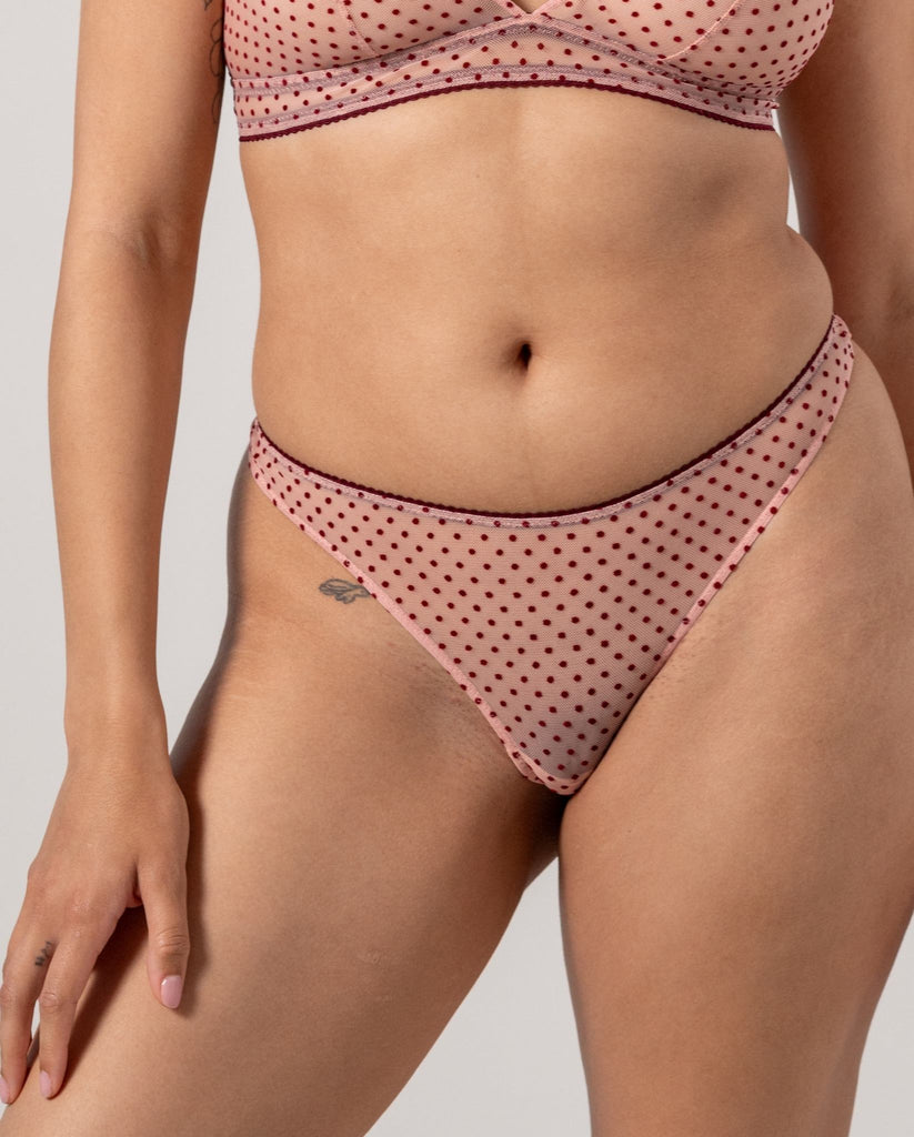Mesh Thong Pale Pink Burgundy
