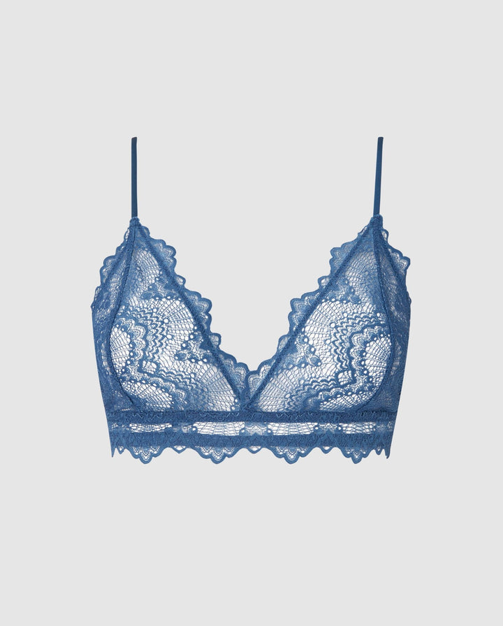 Lace Triangle Bralette Faded Blue