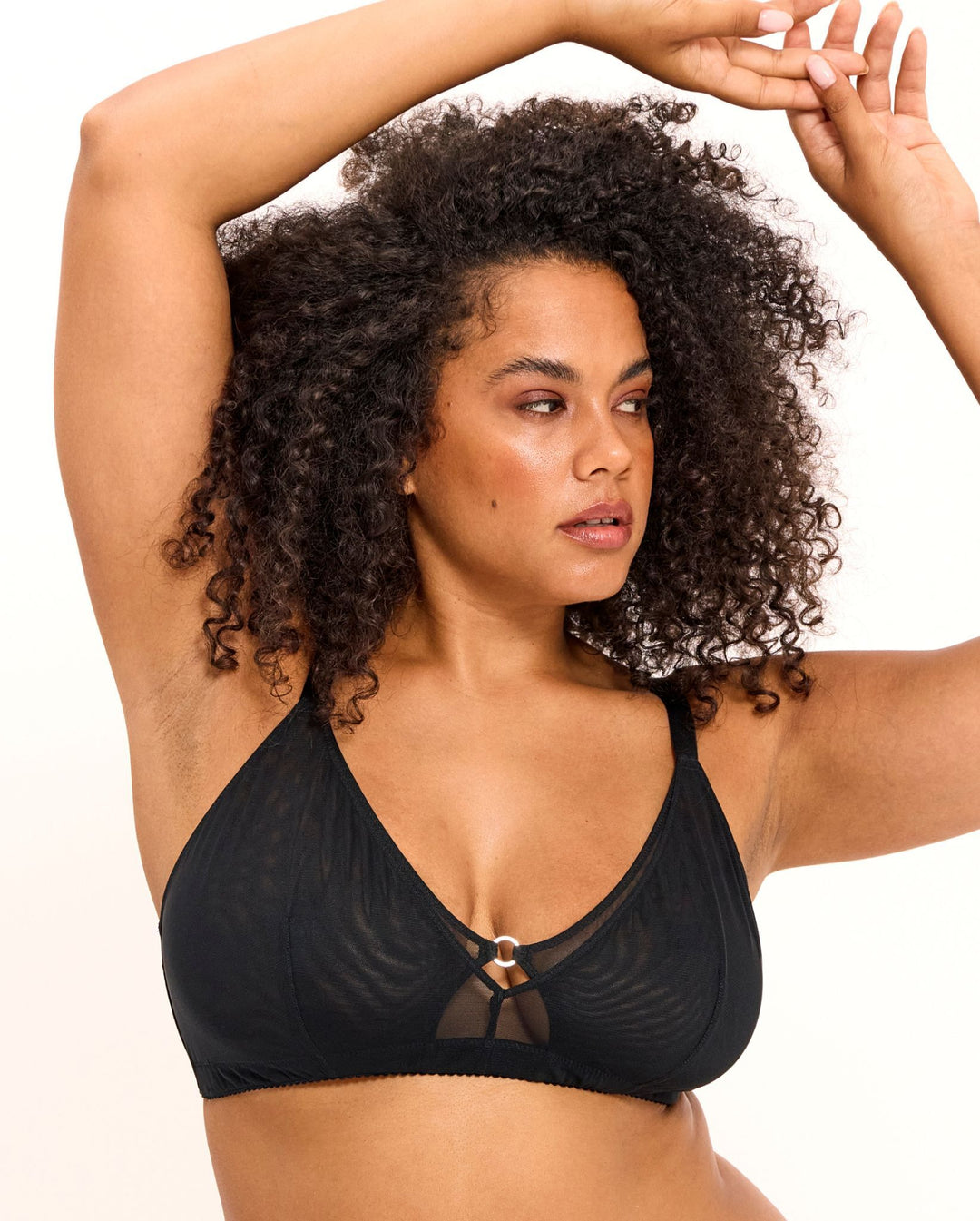 Mesh Double Triangle+ Bralette Black