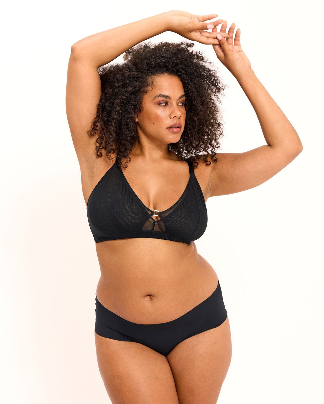 Mesh Double Triangle+ Bralette Black