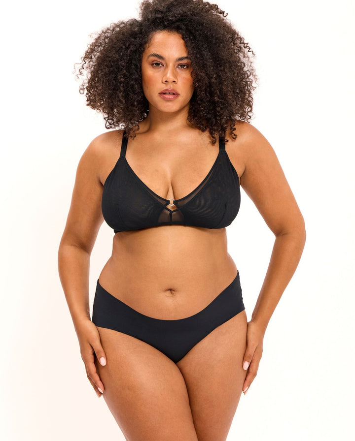 Mesh Double Triangle+ Bralette Black