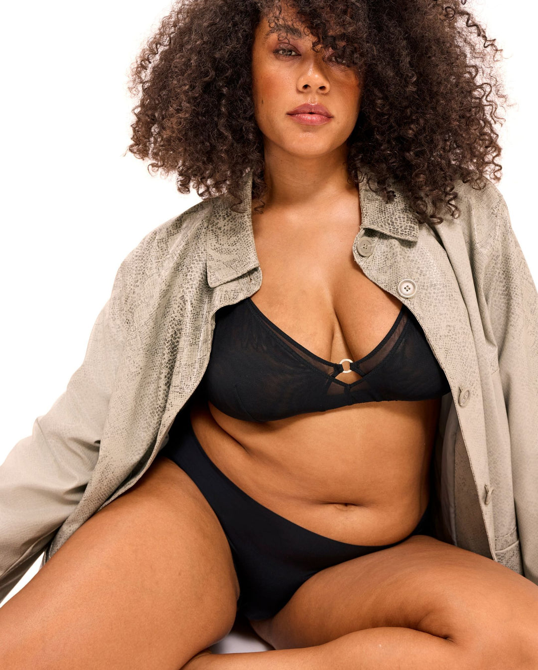 Mesh Double Triangle+ Bralette Black