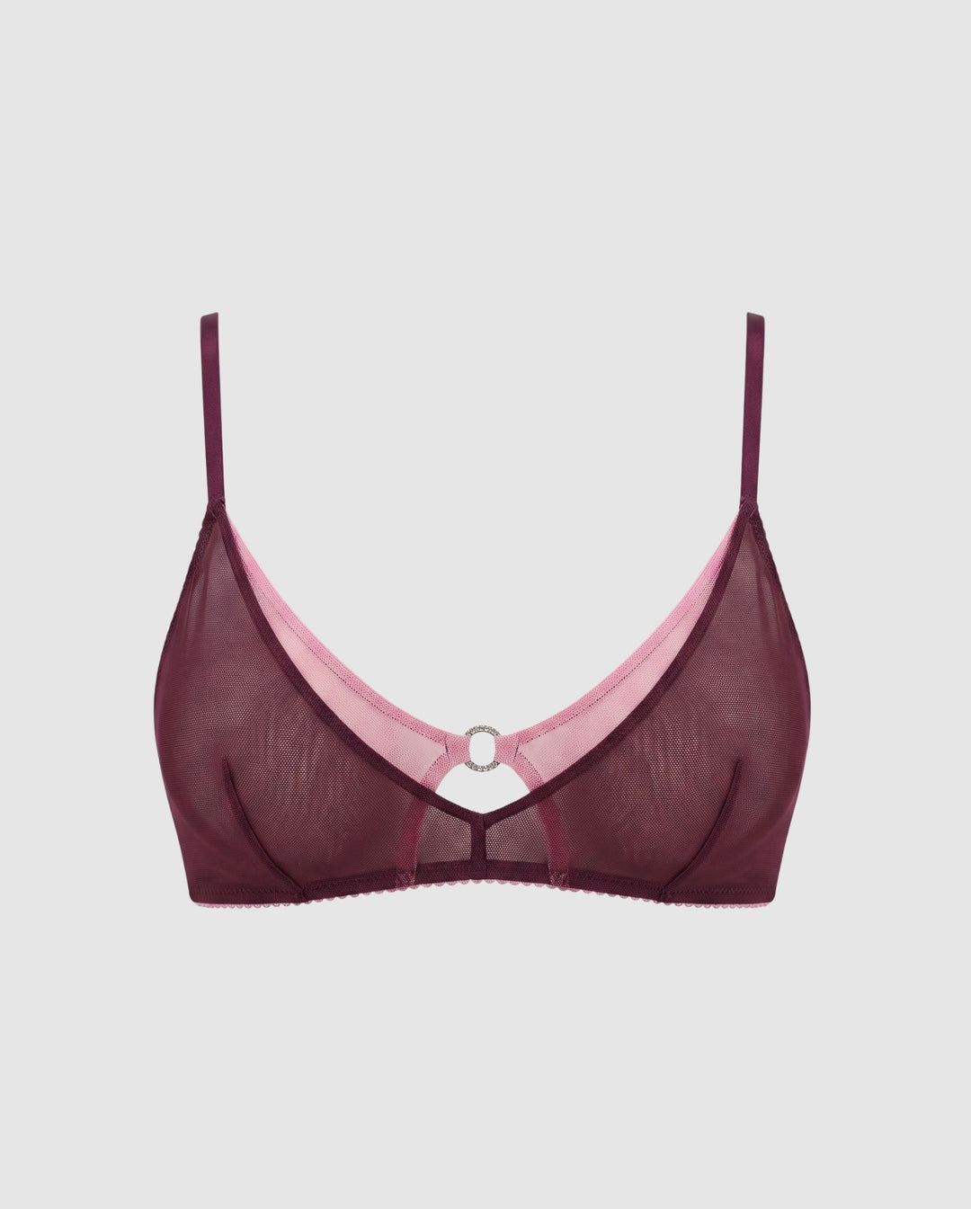 Mesh Double Triangle+ Bralette Cherry