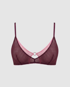 Mesh Double Triangle+ Bralette Cherry