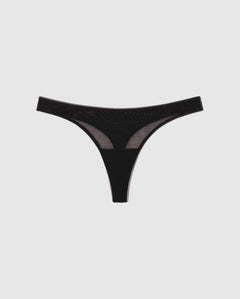 Mesh Dipped Thong Black