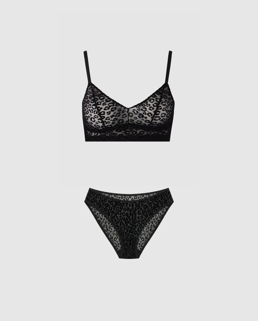 Black Leopard Mesh Duo Set