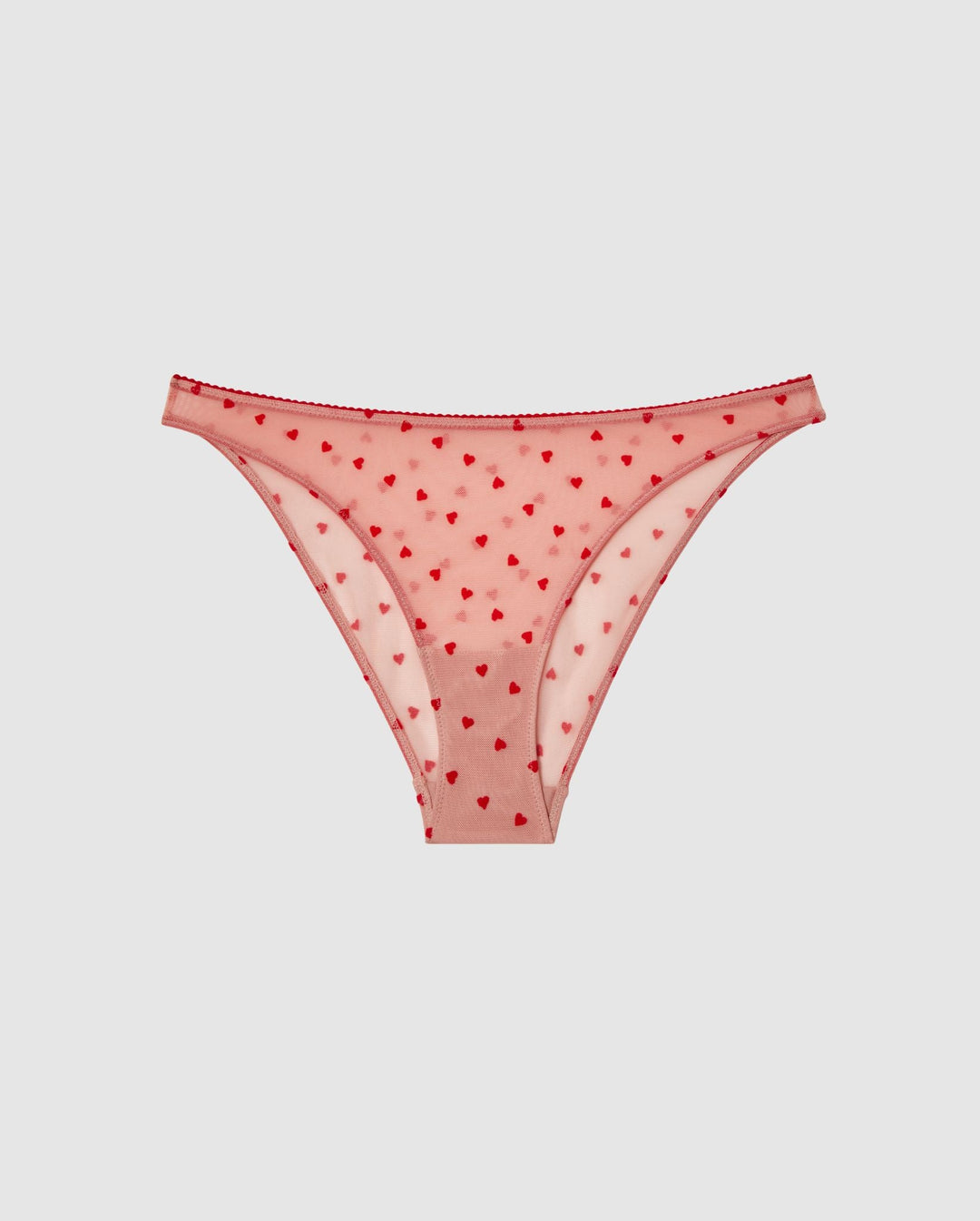 Mesh Bikini Briefs Pale Pink/Deep Red