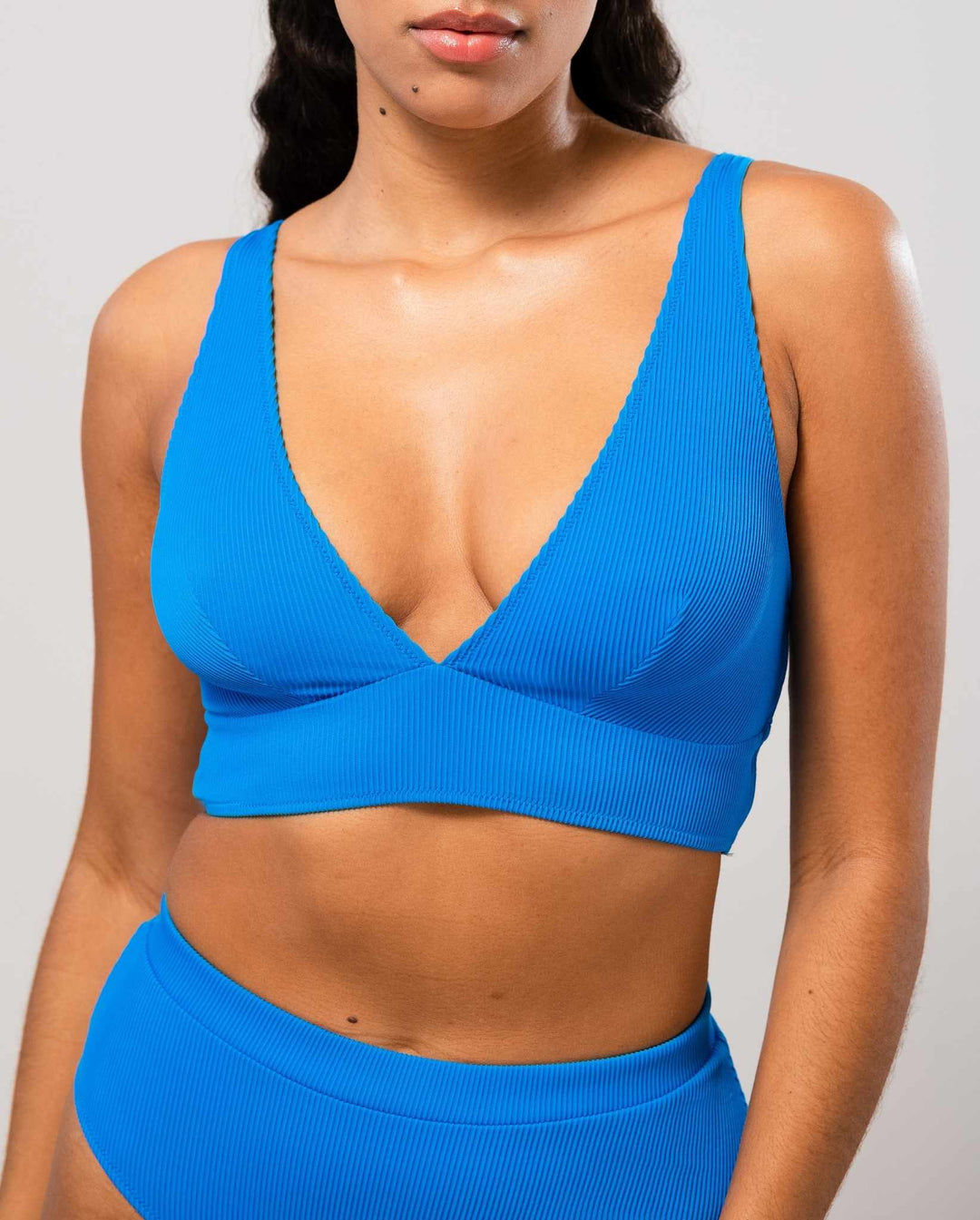 Plunge Bikini Top Turquoise Blue