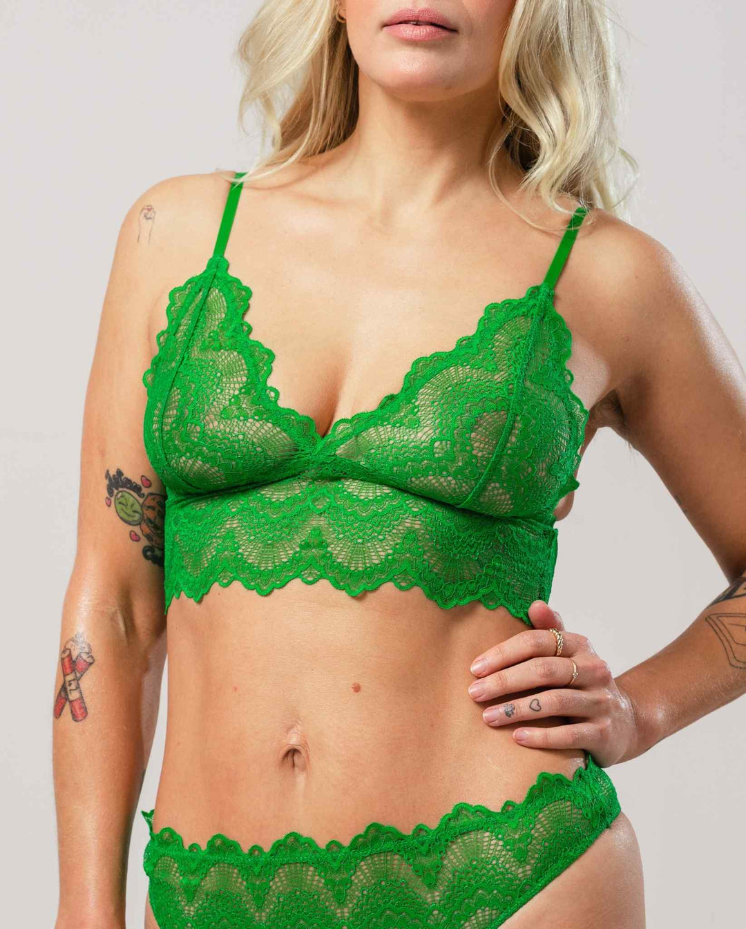 Lace Bralette Top Green Ivy