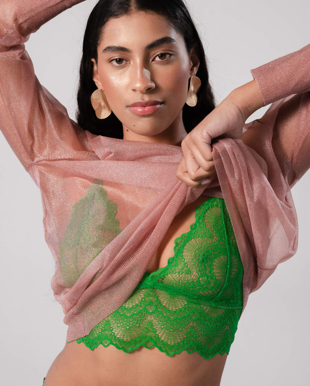 Lace Bralette Top Green Ivy