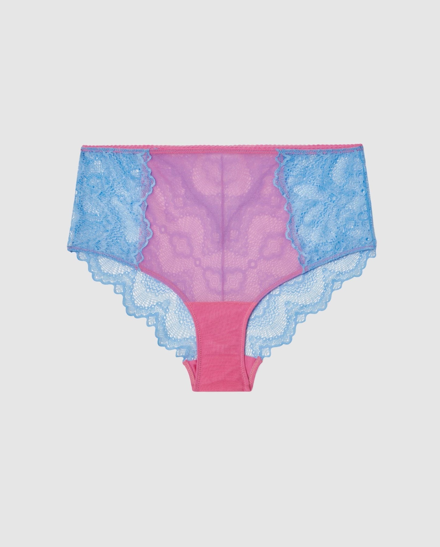 Lace Highwaist Briefs Light Blue/Candy Pink