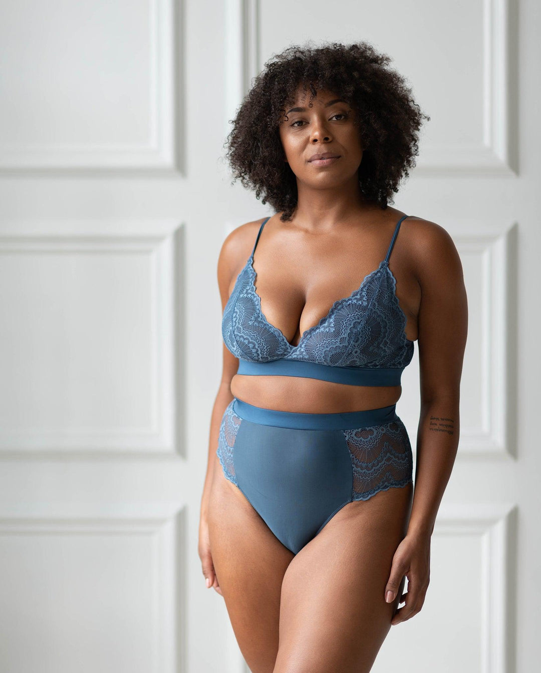 Lace Lined Bralette Faded Blue