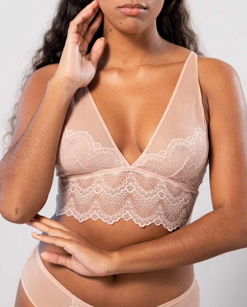 Lace Mesh Plunge Bralette Top