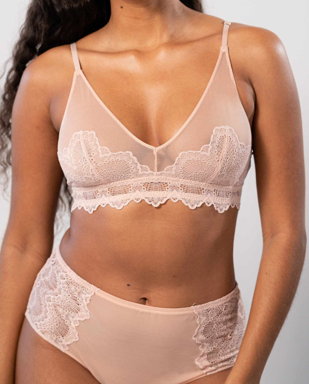 Lace Mesh Triangle Bralette Naked