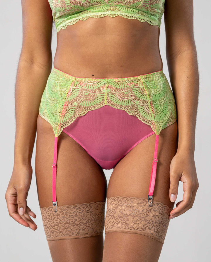 Lace Suspender Bright Lime