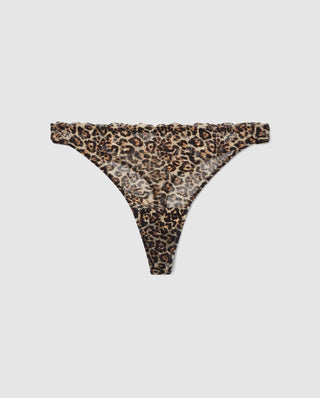 Lace Thong Gold Leopard