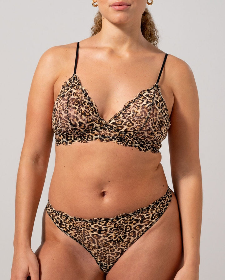 Lace Thong Gold Leopard