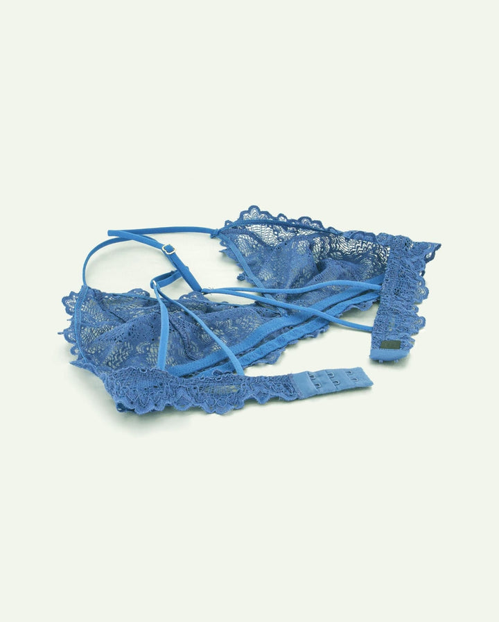 Lace Triangle Bralette Faded Blue