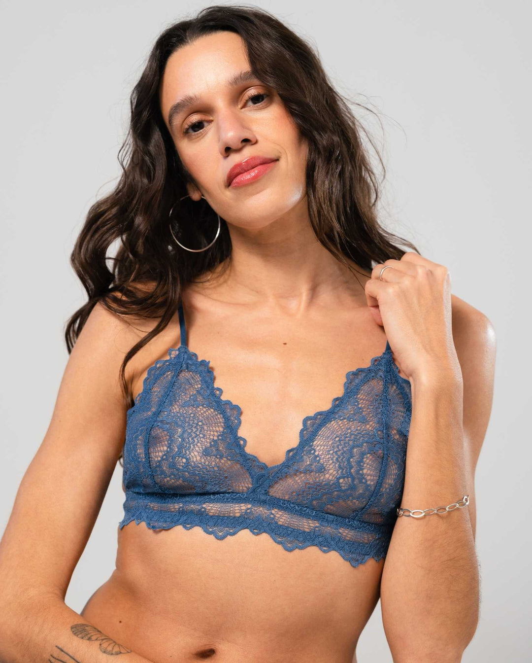 Out From Under Miranda Tease Satin Triangle Bralette In Blue | ModeSens