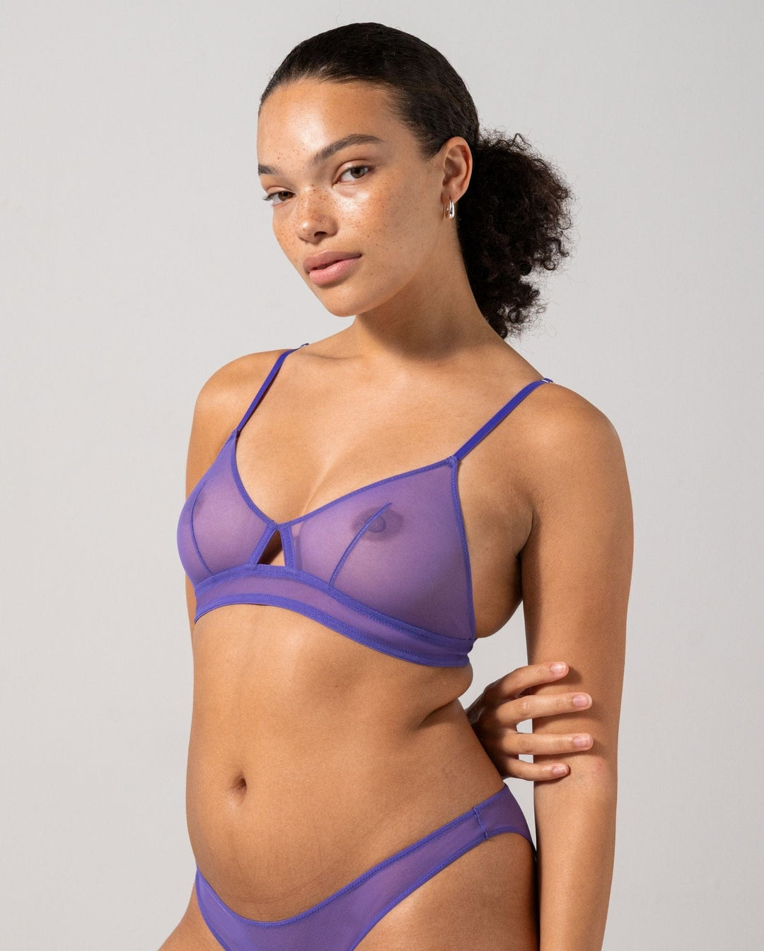 Mesh Cut-Out Triangle Bralette Lilac