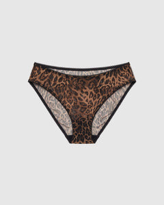 Mesh Dipped Midi Briefs Dark Leopard