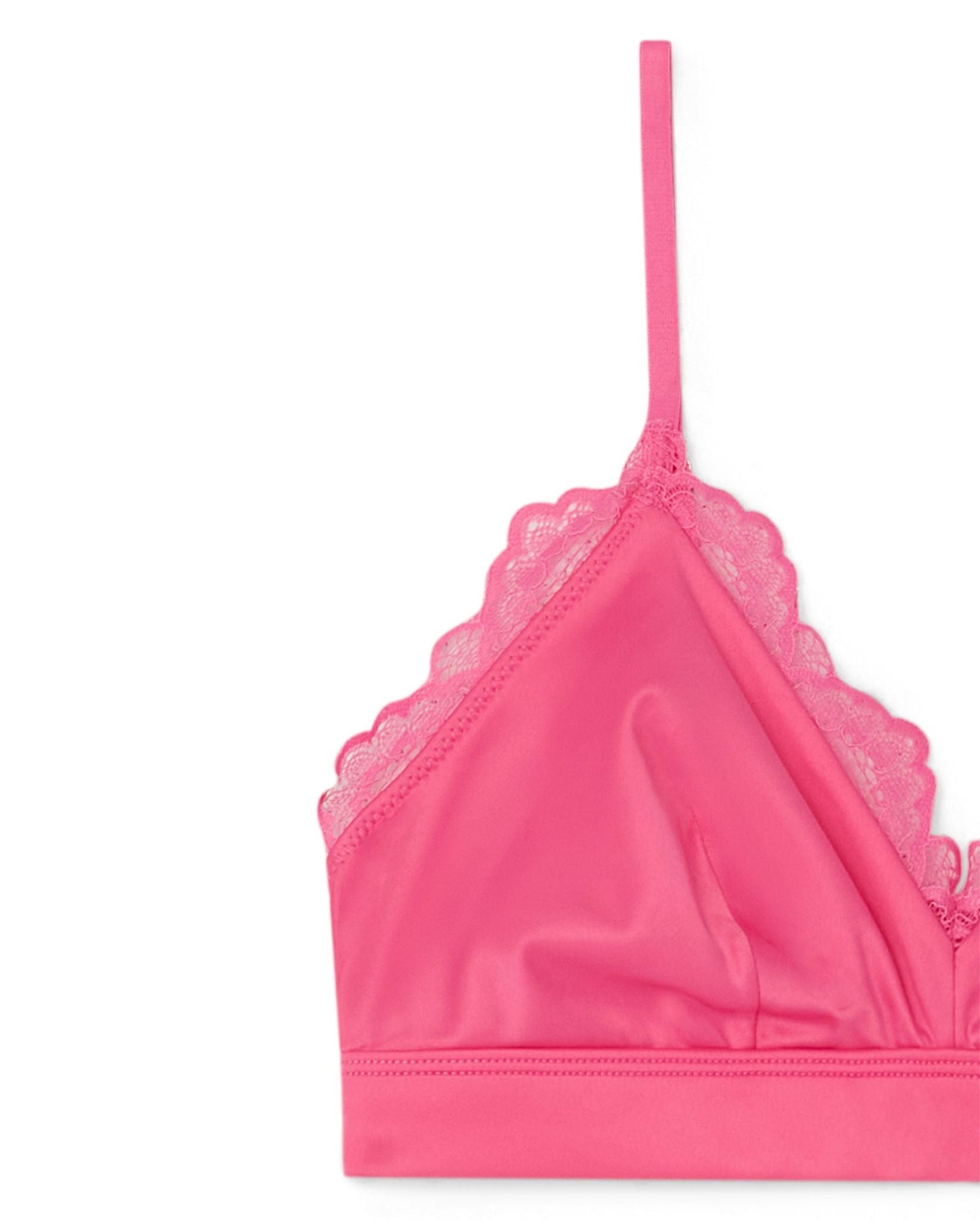 8 By YOOX SATIN LACE-TRIM TRIANGLE BRA, Pastel pink Women's Bra
