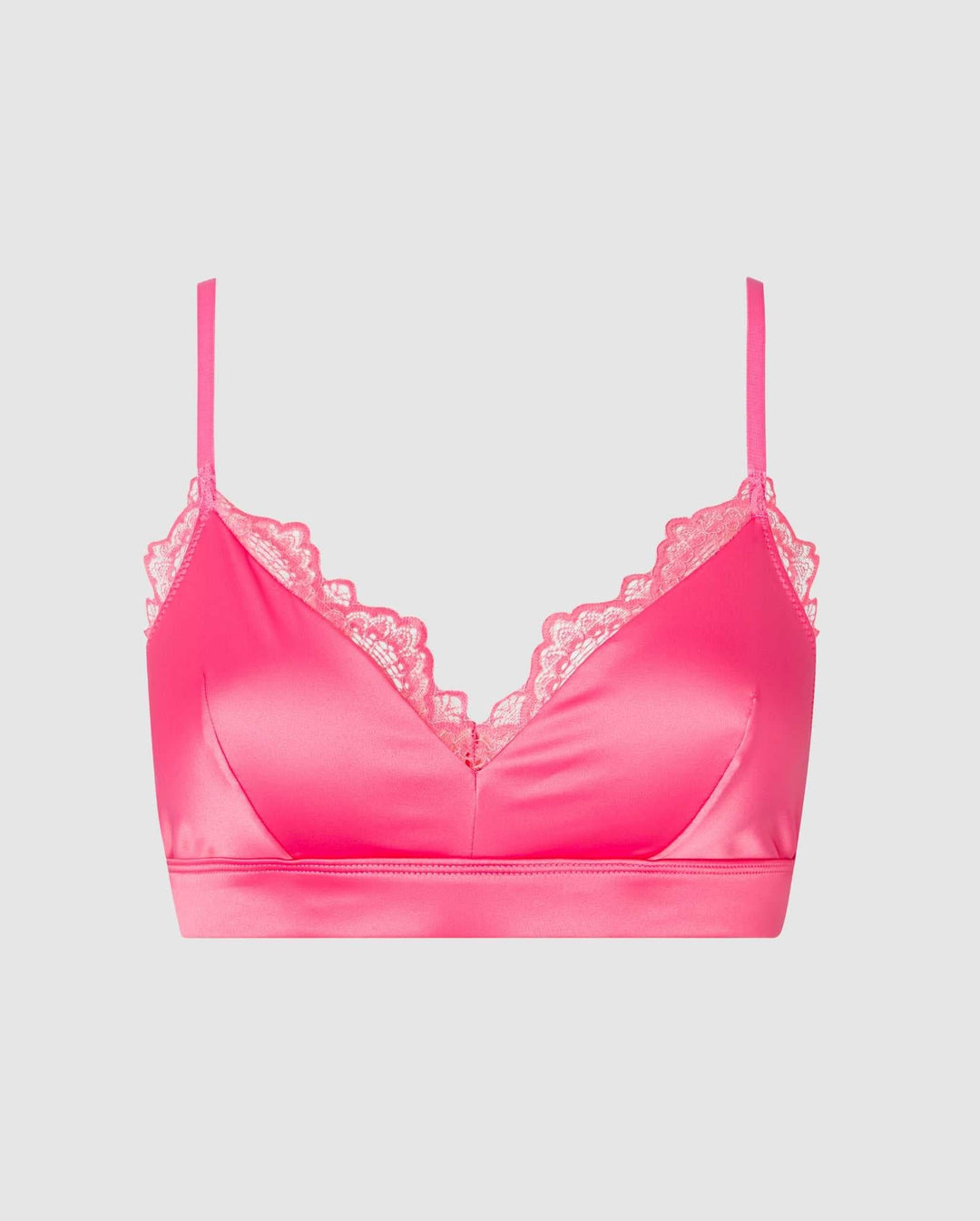 Satin Lace Triangle Bralette • Bubblegum Pink • Understatement